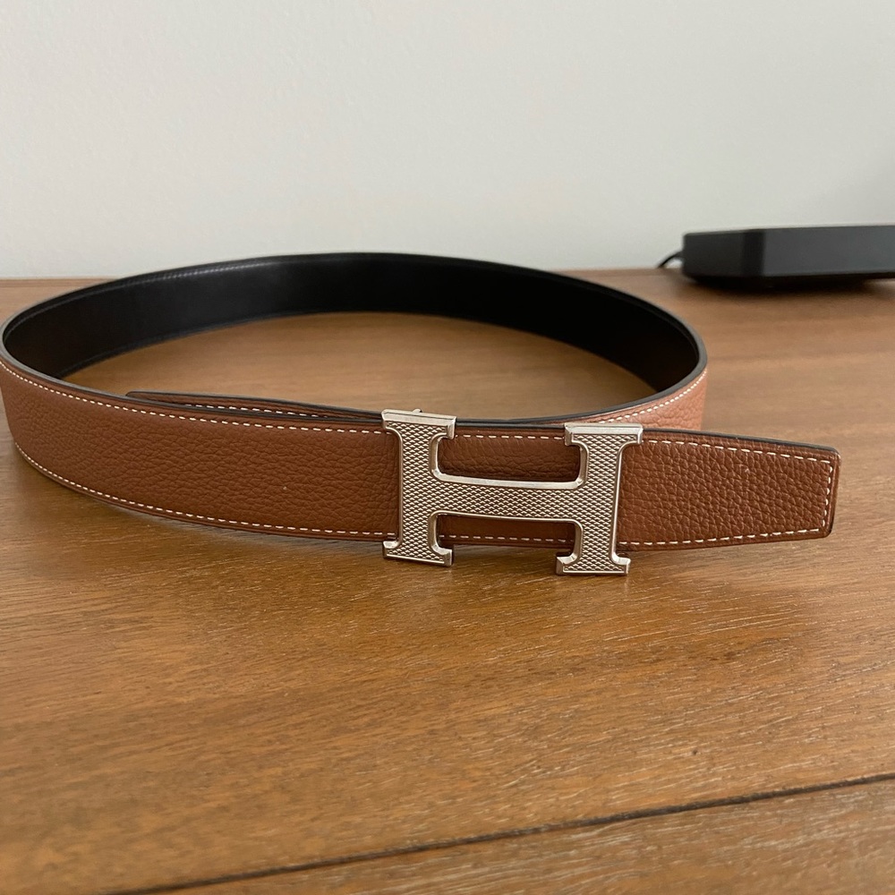 Hermes reversible leather belt and buckle